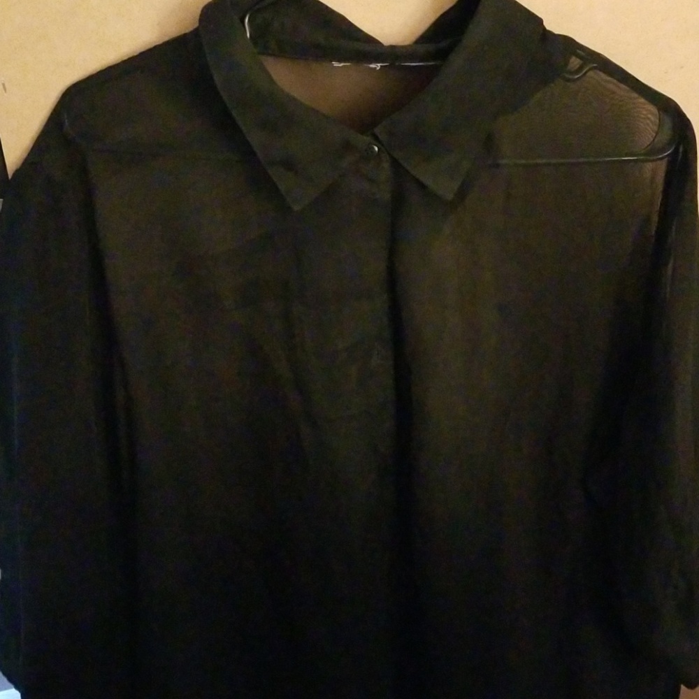 Black sheer button down blouse